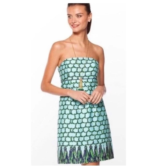 Lilly Pulitzer Dresses & Skirts - Lilly Pulitzer Bowen Tassel Blue & Green mini dress size 0